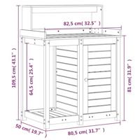 VidaXL Oppottafel met schappen 82,5x50x109,5 cm massief douglashout - thumbnail