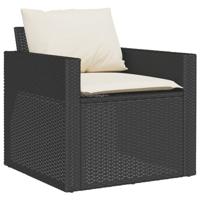 4-delige Loungeset met kussens poly rattan zwart - thumbnail