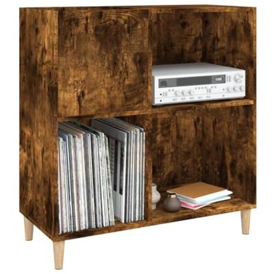 Platenkast 84,5x38x89 cm bewerkt hout gerookt eikenkleurig