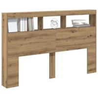 Hoofdbordkast met LED artisan 160x17x102 cm eikenkleurig - thumbnail