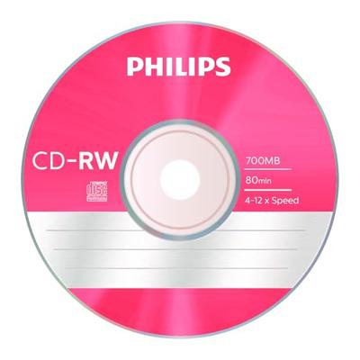 Philips CD-RW High-speed (700 MB / 80 minuten, 4-12x snelheid, 5 stuks gekleurde Slim Line Case, herschrijfbaar / overschrijfbaar)