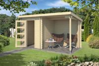 Outdoor Life Jelle Blokhut 195x195 cm + overkapping 195 cm vuren blank- Lessenaarsdak- Onbehandeld vurenhout- Outdoor Life - thumbnail