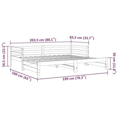 Uitschuifbare slaapbank zonder matras 80x200 cm wit Uitschuifbare slaapbank zonder matras 80x200 cm wit
