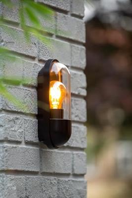 Lucide CAPSULE - Wandlamp Binnen/Buiten - 1xE27 - IP54 - Zwart