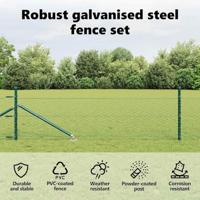 VidaXL Afrasteringspaal groen 10 x 0,4 m (50 mm mesh) staal en pvc - thumbnail