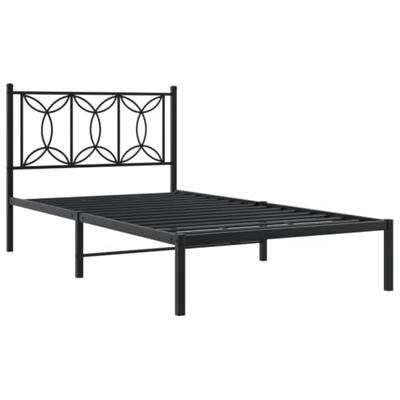 Bedframe met hoofdbord metaal zwart 107x203 cm Bedframe met hoofdbord metaal zwart 107x203 cm