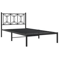 Bedframe met hoofdbord metaal zwart 100x200 cm - thumbnail