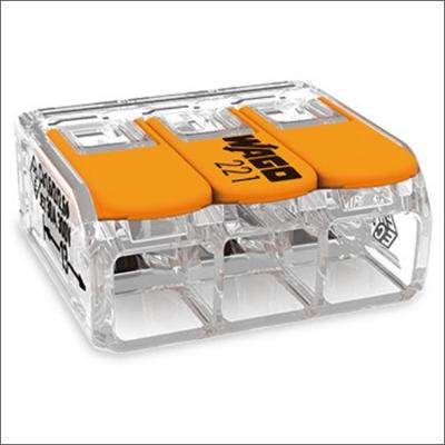 Wago Lasklem 221-613 hevelklem 3 draden voor soepele en massieve draad van 0,5 tot 6mm²