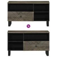 Tv-meubel 80x33x46 cm massief mangohout zwart - thumbnail