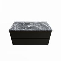 MONDIAZ VICA-DLUX 100cm badmeubel onderkast Urban 2 lades. Inbouw wastafel CLOUD links 1 kraangat, kleur Lava. - thumbnail