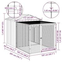Kippenhok met ren 117x201x123 cm gegalvaniseerd staal grijs - thumbnail