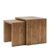 Rivièra Maison Bijzettafel 'Sant Mateu' Eikenhout, Set van 2 stuks - thumbnail
