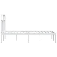 Bedframe met hoofdbord metaal wit 120x200 cm - thumbnail