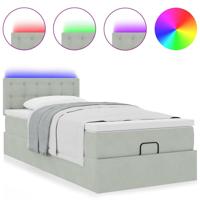 Ottoman bed met matras en LED's 80x200cm fluweel lichtgrijs - thumbnail