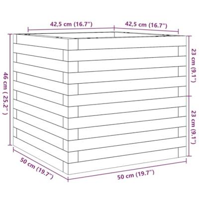 Plantenbak 50x50x46 cm massief grenenhout wasbruin