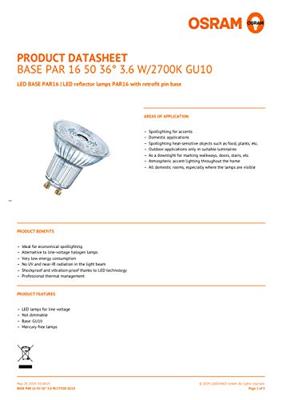 OSRAM HOMELIGHTING 4058075036680 LED-lamp Energielabel F (A - G) GU10 Reflector 4.3 W = 50 W Warmwit (Ø x h) 50 mm x 54 mm Niet dimbaar 10 stuk(s)