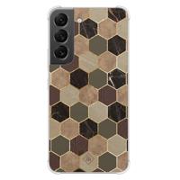 Samsung Galaxy S22 shockproof hoesje - Kubus groen bruin - thumbnail