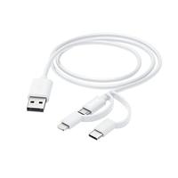 Hama 3in1 Multi-oplaadkabel USB-A - Micro-USB USB-C En Lightning 1,0 M Wit - thumbnail