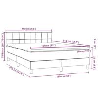 Boxspring met matras fluweel lichtgrijs 160x210 cm - thumbnail