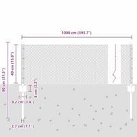 VidaXL Hek met paal zilver 0,4 x 10 m staal - thumbnail