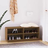 VidaXL Schoenenkast 110x34x45 cm massief grenenhout honingbruin - thumbnail