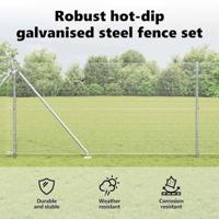 VidaXL Afrasteringspaal zilver 10 x 0,8 m (19 x 19 mm gaas) staal - thumbnail