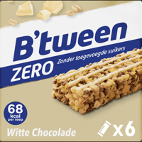 B&apos;tween Mueslireep Zero Witte Chocolade 6 x 20g bij Jumbo - thumbnail