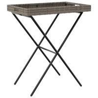 Dienbladtafel inklapbaar 65x40x75 cm poly rattan grijs - thumbnail
