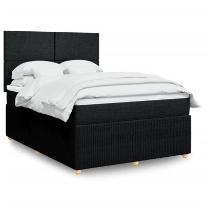 Boxspring met matras stof zwart 140x190 cm