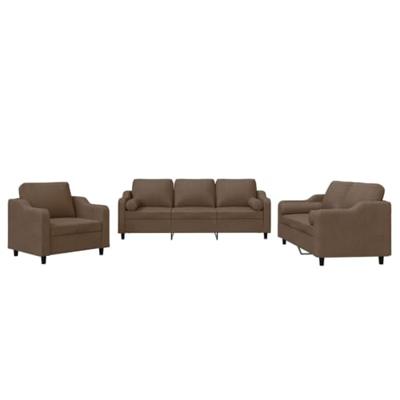 3-delige Loungeset met kussens stof bruin