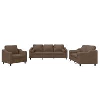 3-delige Loungeset met kussens stof bruin - thumbnail