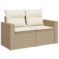 14-delige Loungeset met kussens poly rattan beige - thumbnail