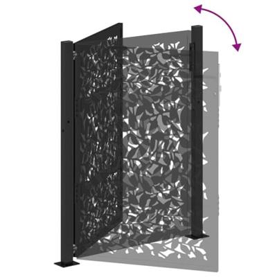 Poort met bladontwerp 105x130 cm staal zwart