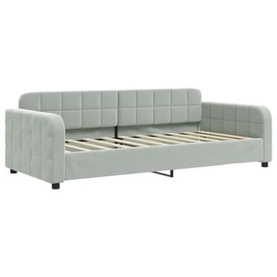 Slaapbank met onderschuifbed 90x190 cm fluweel lichtgrijs
