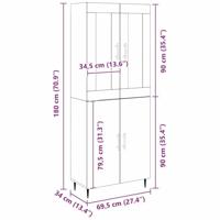Hoge kast 2 pcs Oudhout 69,5 x 34 x 180 cm Bewerkt hout - thumbnail