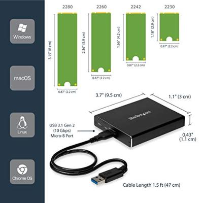 StarTech.com Dubbele sleuf schijfbehuizing voor M.2 NGFF SATA SSDs USB 3.1 (10Gbps) RAID