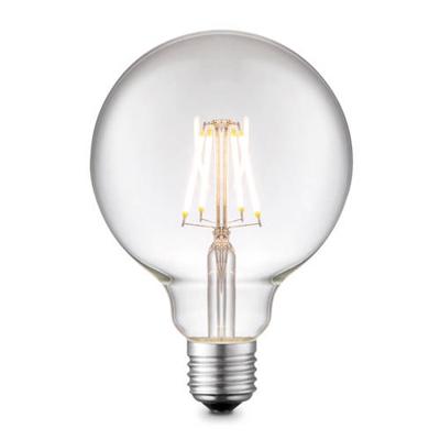 Edison Vintage LED filament lichtbron Globe - Helder - G95 Deco - Retro LED lamp - 9.5/9.5/13.5cm - geschikt voor E27 fitting - Dimbaar - 4W 440lm 3000K - warm wit licht