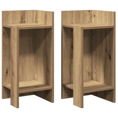 Bijzettafels 2 st met plank 25,5x27x60 cm artisanaal eikenkleur - thumbnail