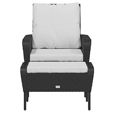 Tuinstoel met voetenbank poly rattan zwart Tuinstoel met voetenbank poly rattan zwart