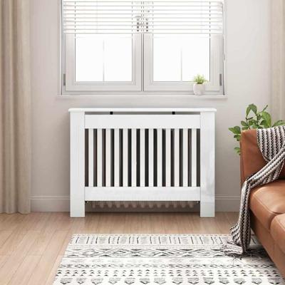 Radiatorafdekking Hoogglans wit 112 x 19 x 81,5 cm Bewerkt hout
