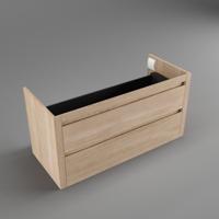 Forzalaqua Gela Onderkast 100x51x50cm met 2 Lades Greeploos Smoke Massief Eiken - thumbnail