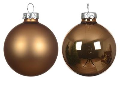 Decoris kerstballen set glas 24st pecannoot bruin 2,5cm