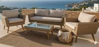 Andalucia lounge set 4pcs light yellow alu/grey wicker/acacia teak look Eurofar - Eurofar - thumbnail