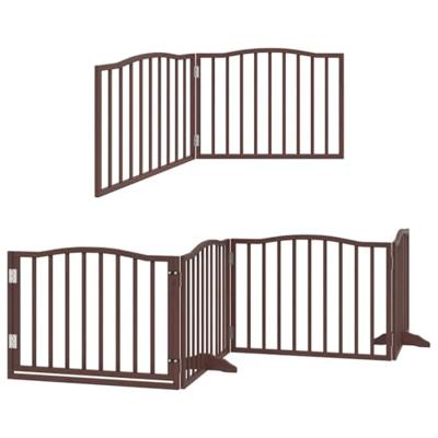 Hondenhek inklapbaar 8 panelen 640 cm populierenhout bruin