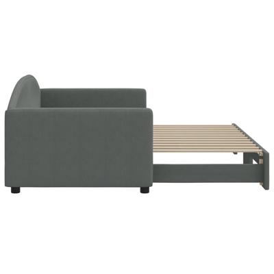 Slaapbank met onderschuifbed 90x200 cm stof donkergrijs