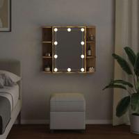 Spiegelkast met LED 70x16,5x60 cm artisanaal eikenkleur - thumbnail