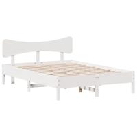 Bedframe zonder matras massief grenenhout wit 140x190 cm - thumbnail
