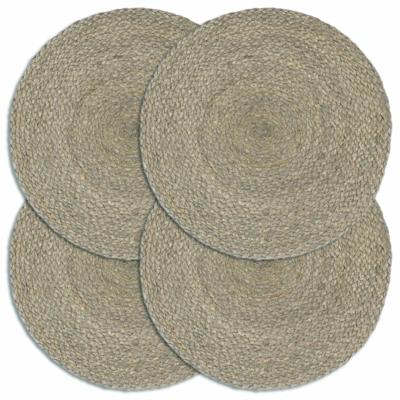 VidaXL Placemats 4 st rond 38 cm jute effen grijs VidaXL Placemats 4 st rond 38 cm jute effen grijs