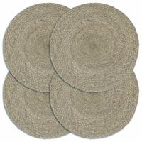 VidaXL Placemats 4 st rond 38 cm jute effen grijs - thumbnail