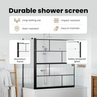 VidaXL Bad douchescreen zwart en transparant 116 x 68 x 128 cm - thumbnail